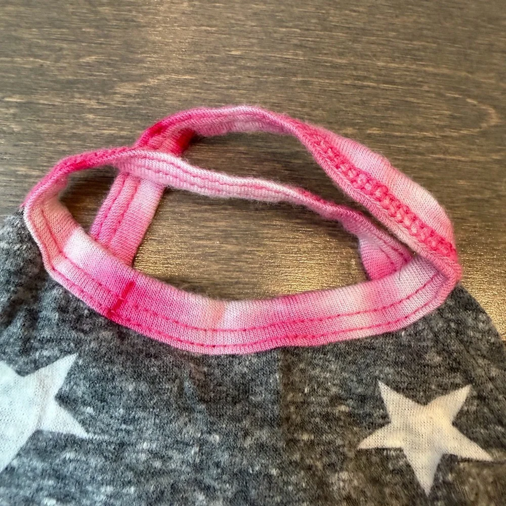 Girls' Gray Star Halter Top with Pink Trim